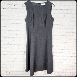 CALVIN KLEIN A Line Gray Business Career Sleeveless Midi Sheath Dress Size: 6